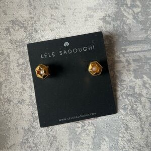 Lele Sadoughi Gold and Pearl Earrings